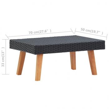 3-tlg. Garten-Lounge-Set mit Auflagen Poly Rattan Schwarz