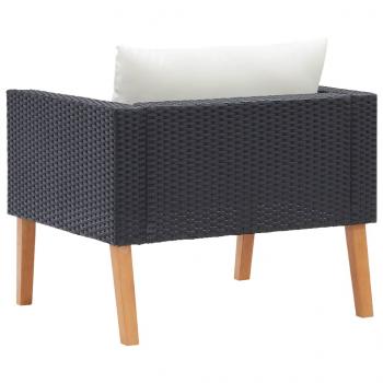 1-Sitzer-Gartensofa mit Auflagen Poly Rattan Schwarz