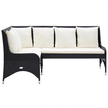 Garten-Ecksofa 2-tlg. Poly Rattan Schwarz