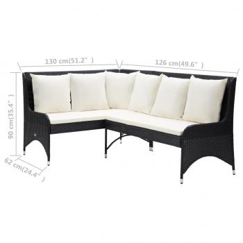 Garten-Ecksofa 2-tlg. Poly Rattan Schwarz