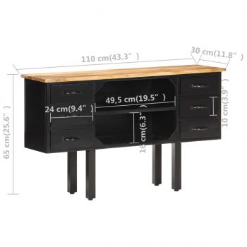 Sideboard 110x30x65 cm Raues Mango-Massivholz und Stahl   