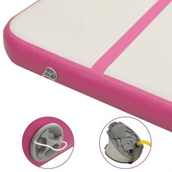 Aufblasbare Gymnastikmatte mit Pumpe 700x100x15 cm PVC Rosa