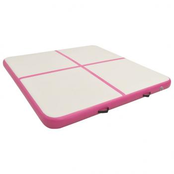 Aufblasbare Gymnastikmatte mit Pumpe 200x200x20 cm PVC Rosa