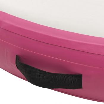 Aufblasbare Gymnastikmatte mit Pumpe 100x100x10 cm PVC Rosa