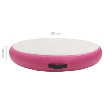 Aufblasbare Gymnastikmatte mit Pumpe 100x100x20 cm PVC Rosa