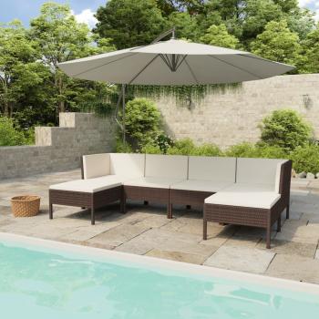 ARDEBO.de - 6-tlg. Garten-Lounge-Set mit Auflagen Poly Rattan Braun