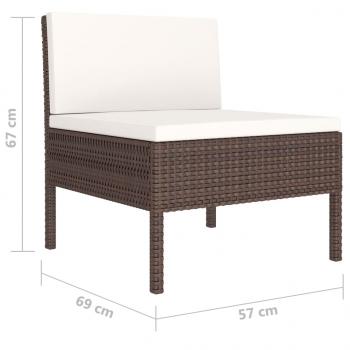 6-tlg. Garten-Lounge-Set mit Auflagen Poly Rattan Braun