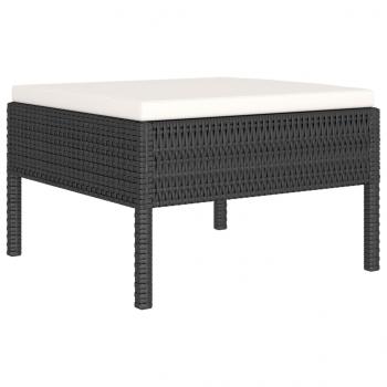 6-tlg. Garten-Lounge-Set mit Auflagen Poly Rattan Schwarz