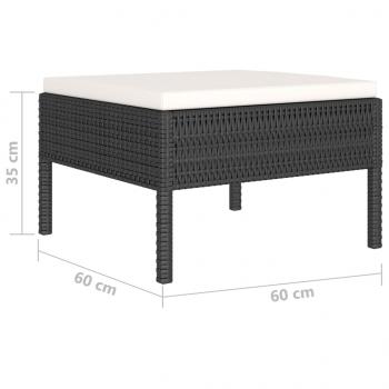 6-tlg. Garten-Lounge-Set mit Auflagen Poly Rattan Schwarz