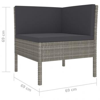 4-tlg. Garten-Lounge-Set mit Auflagen Poly Rattan Grau