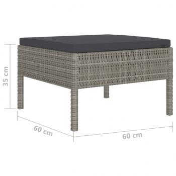 4-tlg. Garten-Lounge-Set mit Auflagen Poly Rattan Grau