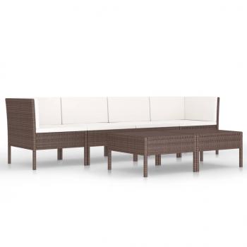 6-tlg. Garten-Lounge-Set mit Auflagen Poly Rattan Braun