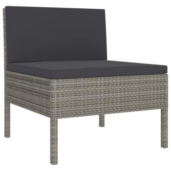 6-tlg. Garten-Lounge-Set mit Auflagen Poly Rattan Grau