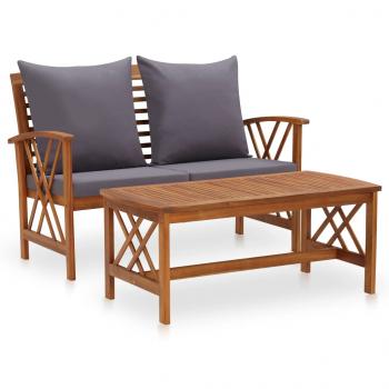 ARDEBO.de - 2-tlg. Garten-Lounge-Set mit Auflagen Massivholz Akazie