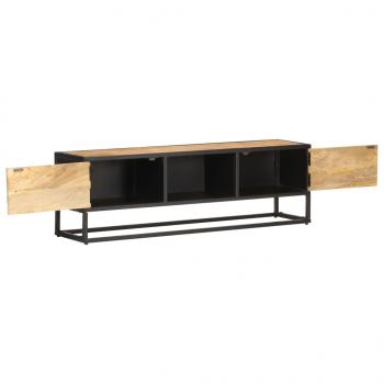 TV-Schrank mit Geschnitzter Tür 130x30x40 cm Raues Mangoholz