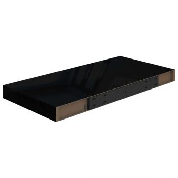 Schweberegale 2 Stk. Hochglanz-Schwarz 50x23x3,8 cm MDF