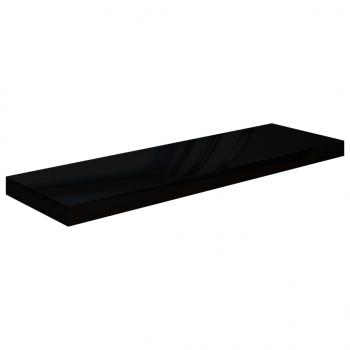 Schweberegale 2 Stk. Hochglanz-Schwarz 80x23,5x3,8 cm MDF