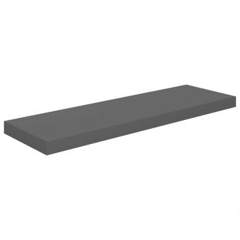 Schweberegale 2 Stk. Hochglanz-Grau 80x23,5x3,8 cm MDF