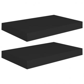 Schweberegale 2 Stk. Schwarz 40x23x3,8 cm MDF