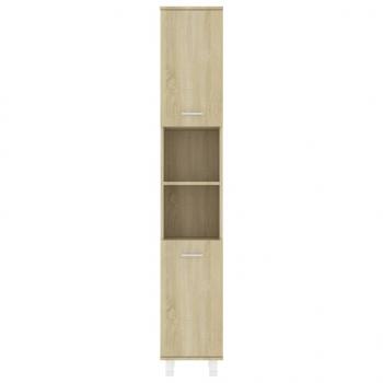 Badezimmerschrank Sonoma-Eiche 30x30x179 cm Holzwerkstoff