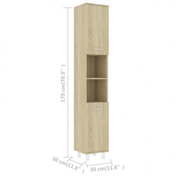 Badezimmerschrank Sonoma-Eiche 30x30x179 cm Holzwerkstoff