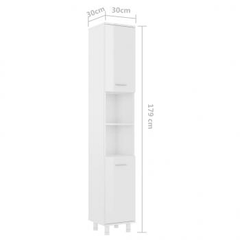 Badezimmerschrank Hochglanz-Weiß 30x30x179 cm Holzwerkstoff