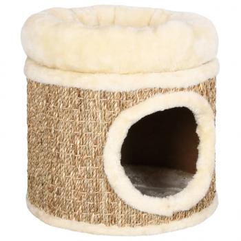 ARDEBO.de - Katzenhaus mit Luxuriösem Katzenbett 33 cm Seegras