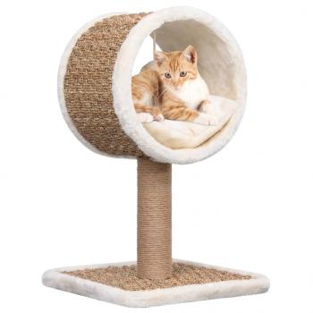 ARDEBO.de - Katzen-Kratzbaum mit Tunnel und Spielzeug 56 cm Seegras