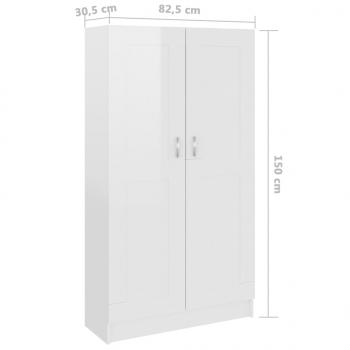 Bücherschrank Hochglanz-Weiß 82,5x30,5x150 cm Holzwerkstoff