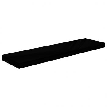 Schweberegale 2 Stk. Hochglanz-Schwarz 90x23,5x3,8 cm MDF