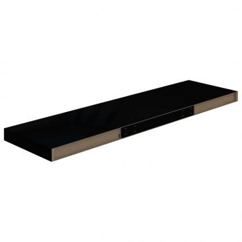 Schweberegale 2 Stk. Hochglanz-Schwarz 90x23,5x3,8 cm MDF