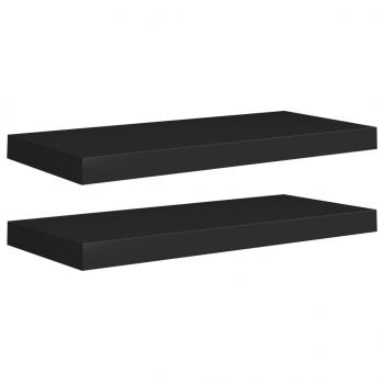 Schweberegale 2 Stk. Schwarz 60x23,5x3,8cm MDF