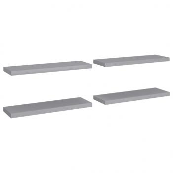 Schweberegale 4 Stk. Grau 80x23,5x3,8 cm MDF