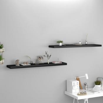 ARDEBO.de - Schweberegale 2 Stk. Schwarz 120x23,5x3,8 cm MDF