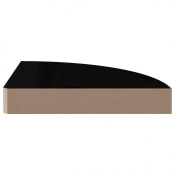 Eck-Schweberegale 4 Stk. Hochglanz-Schwarz 25x25x3,8 cm MDF