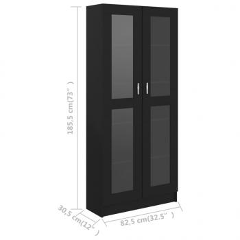 Vitrinenschrank Schwarz 82,5x30,5x185,5 cm Holzwerkstoff