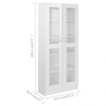 Vitrinenschrank Hochglanz-Weiß 82,5x30,5x185,5 cm Holzwerkstoff