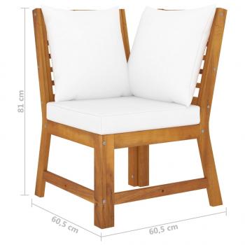 4-tlg. Garten-Lounge-Set mit Auflagen Creme Massivholz Akazie