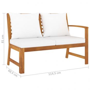 4-tlg. Garten-Lounge-Set mit Auflagen Creme Massivholz Akazie