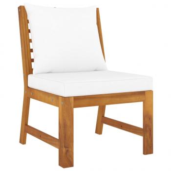 4-tlg. Garten-Lounge-Set mit Auflagen Creme Massivholz Akazie