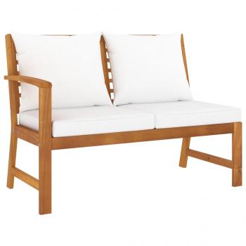 6-tlg. Garten-Lounge-Set mit Auflagen Creme Massivholz Akazie