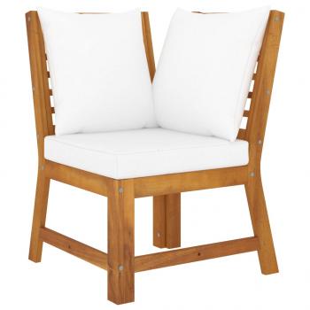 6-tlg. Garten-Lounge-Set mit Auflagen Creme Massivholz Akazie