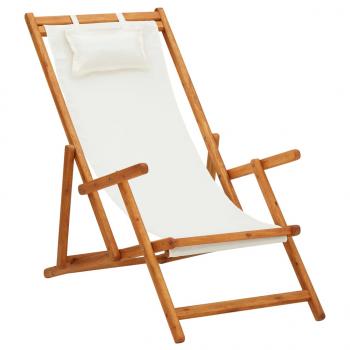 ARDEBO.de - Klappbarer Strandstuhl Eukalyptus Massivholz und Stoff Creme