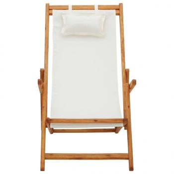 Klappbarer Strandstuhl Eukalyptus Massivholz und Stoff Creme