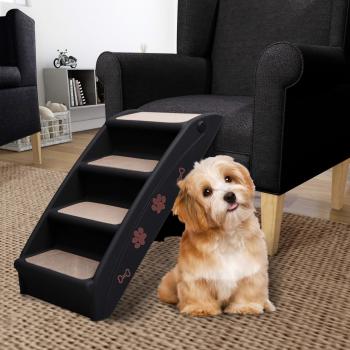 ARDEBO.de - Hundetreppe Klappbar Schwarz 62x40x49,5 cm 