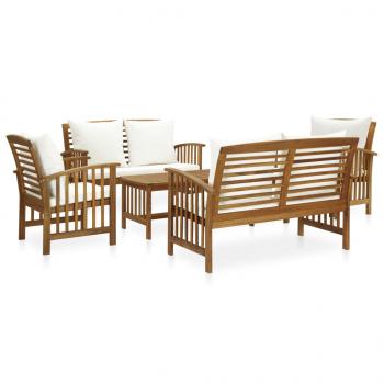 ARDEBO.de - 5-tlg. Garten-Lounge-Set mit Auflagen Massivholz Akazie