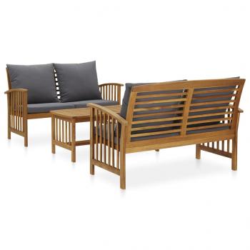 ARDEBO.de - 3-tlg. Garten-Lounge-Set mit Auflagen Massivholz Akazie