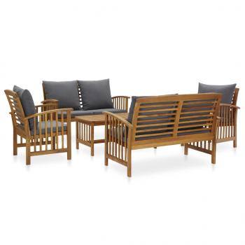 ARDEBO.de - 5-tlg. Garten-Lounge-Set mit Auflagen Massivholz Akazie