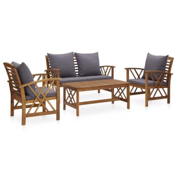 ARDEBO.de - 4-tlg. Garten-Lounge-Set mit Auflagen Massivholz Akazie