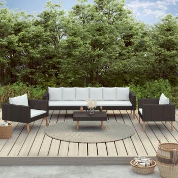 ARDEBO.de - 4-tlg. Garten-Lounge-Set mit Auflagen Poly Rattan Schwarz